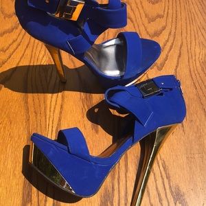 Blue and Gold platform heels